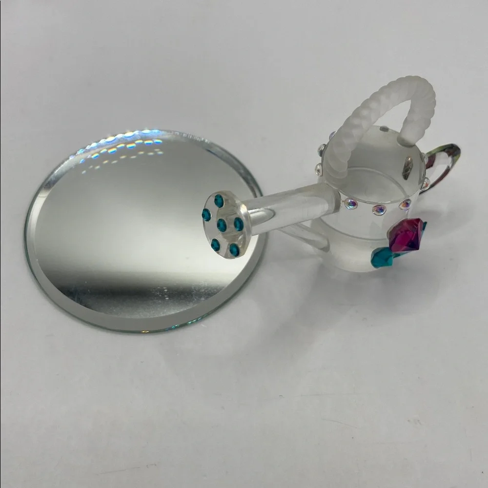 Crystallite Crystal Miniature Crystal Watering Can With Mirror Base